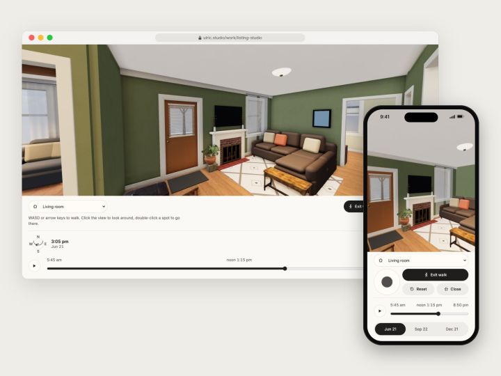 3D interior view on desktop and phone