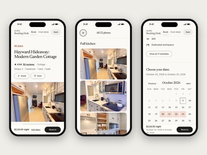 Property page on three phones