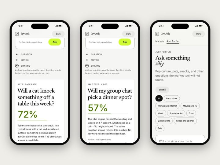 Ask page on three phones