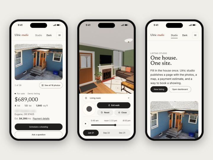 Listing page on three phones