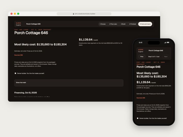Dark mode cost and loans page