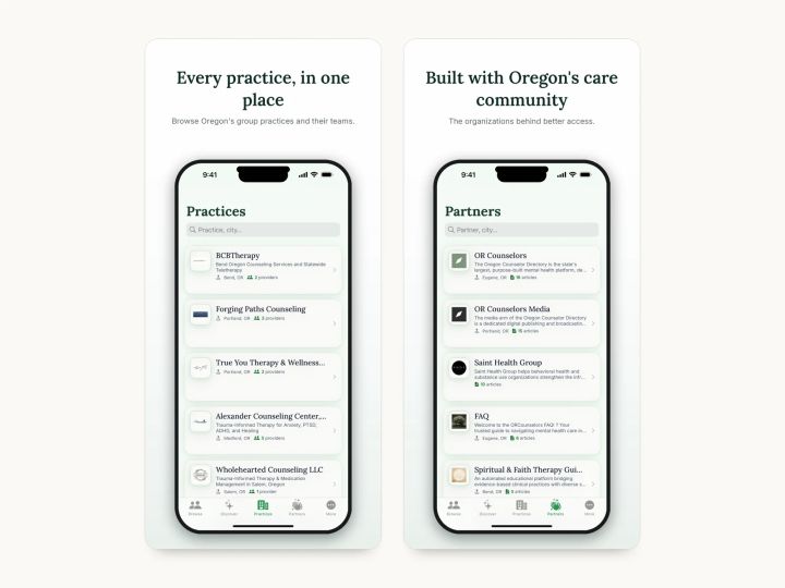Group practices and partner organizations, browsable in one place