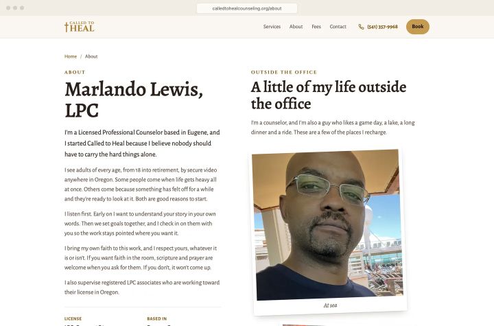 About: his story, and a stack of his own photographs