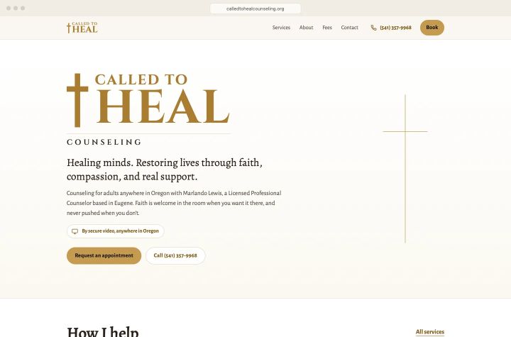 The front door: "Healing minds. Restoring lives through faith, compassion, and real support."