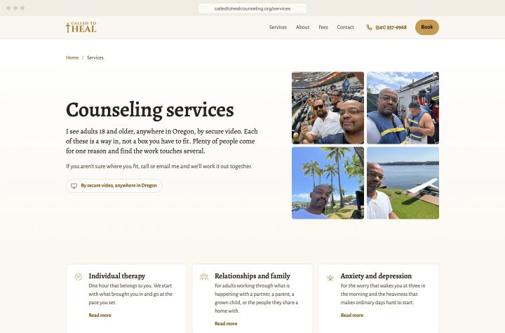 Six services, each with its own page