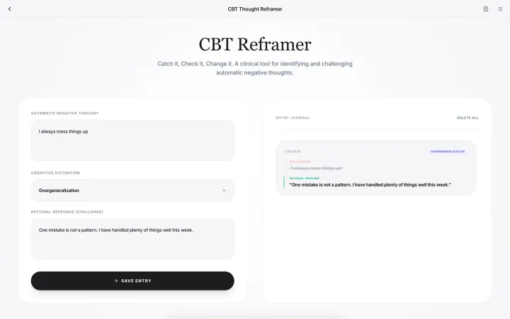 CBT thought record: catch it, check it, change it