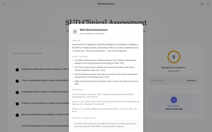 Every tool cites its evidence, references included