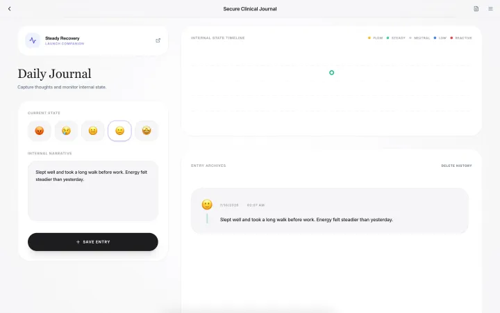 Daily journal with mood tracking and the internal-state timeline