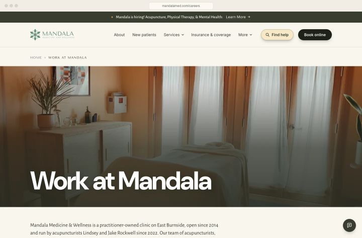 Work at Mandala: three open positions, each marked up as a JobPosting so it shows where people search for jobs.