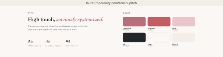 Type and color: Fraunces leads, Inter does the quiet work