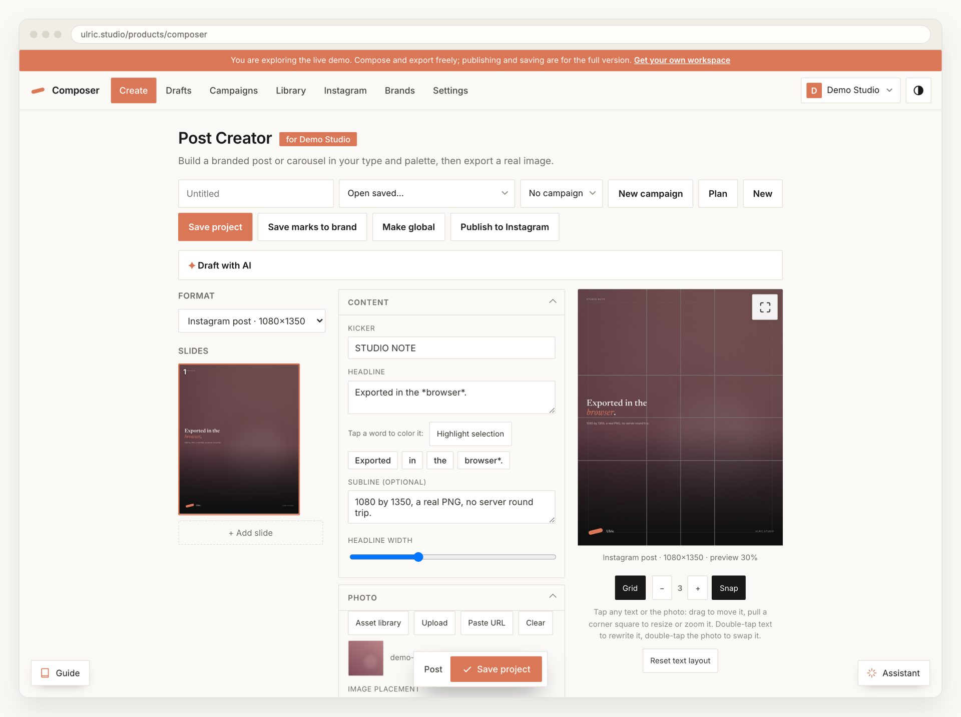 A social composer that exports in the browser