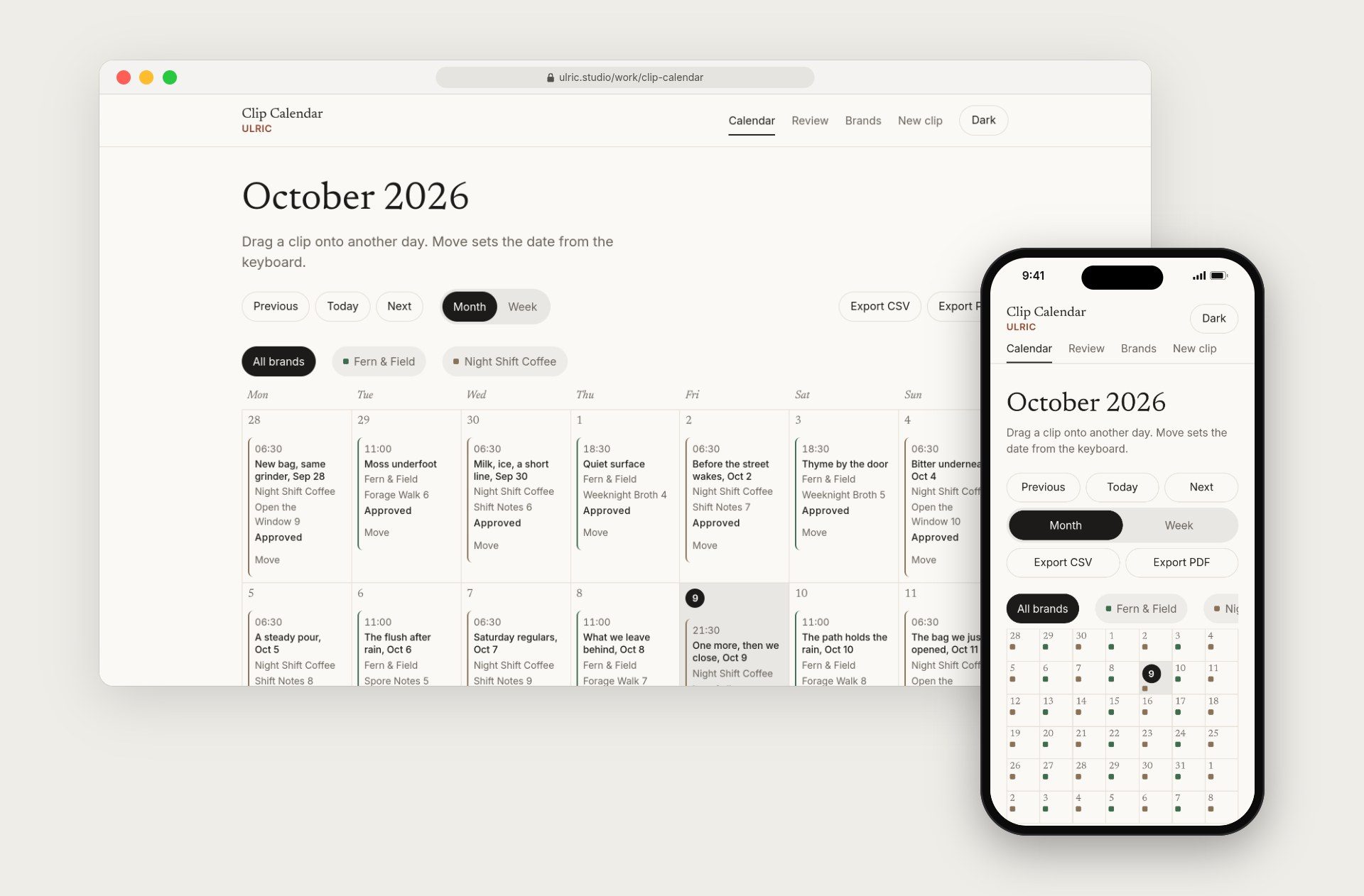 Clip Calendar: a posting plan that waits for a yes