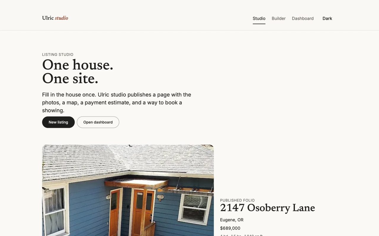 Listing Studio: a website for one house