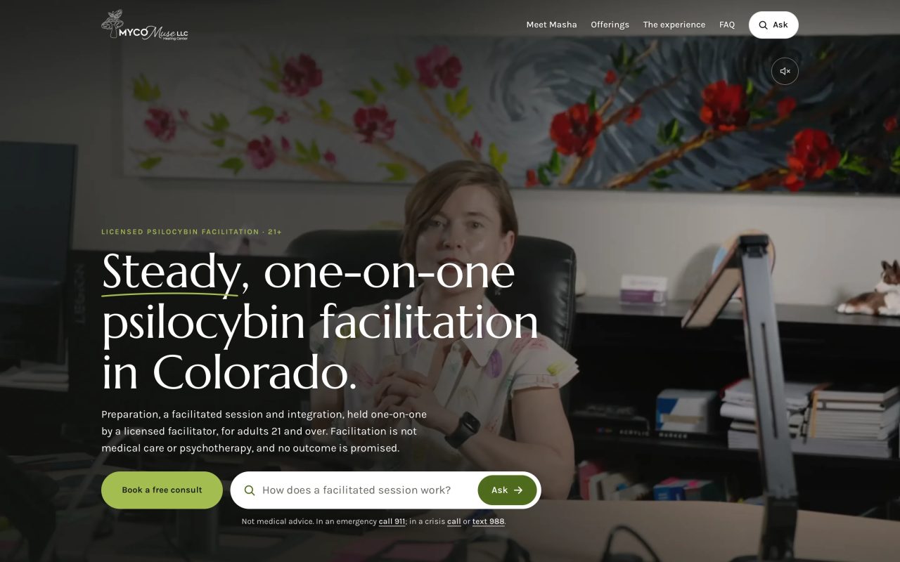 MycoMuse: a licensed psilocybin practice, live the day after the brief and rebuilt as it grew