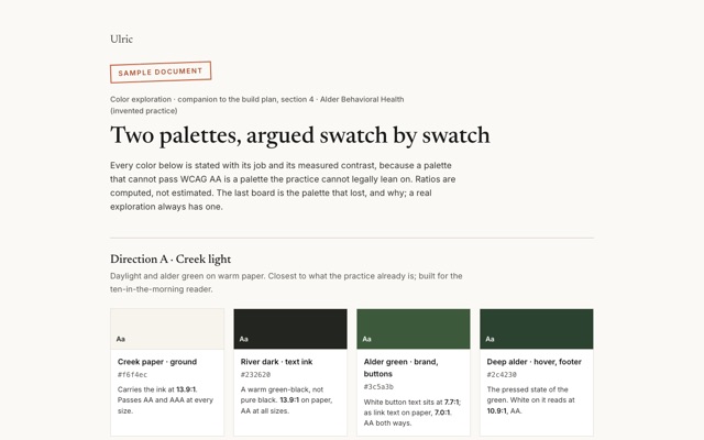 Color exploration, sample deliverable preview