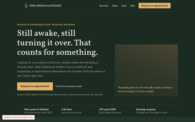 Design direction B, sample deliverable preview