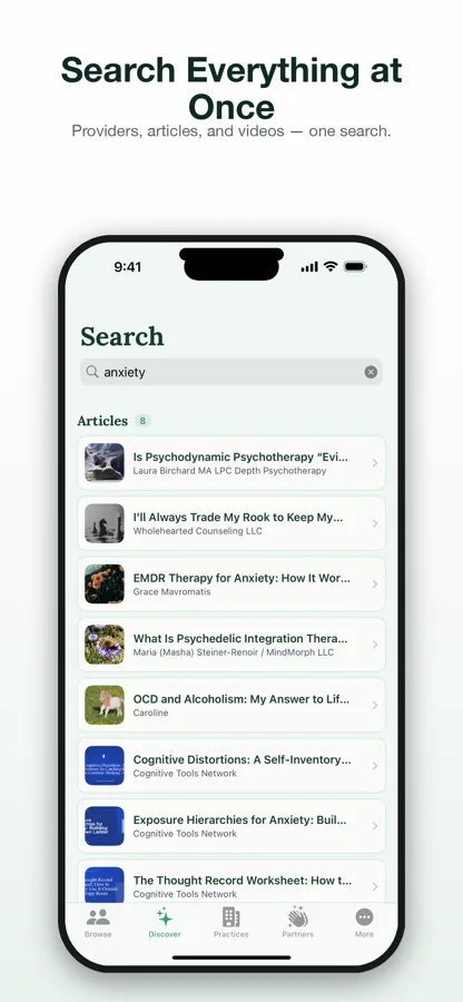Search with filters for insurance and telehealth