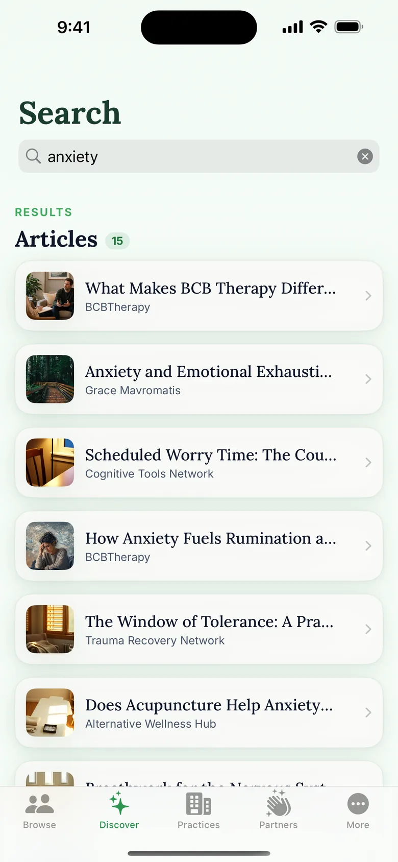 Search with filters for insurance and telehealth