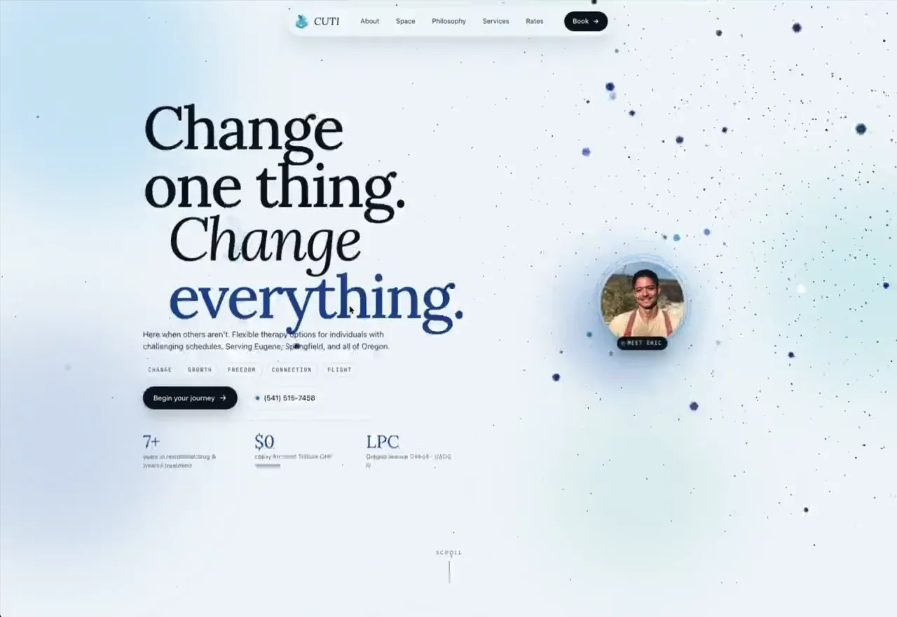 A scroll through cuti-therapy.com, a counseling practice site on the engine